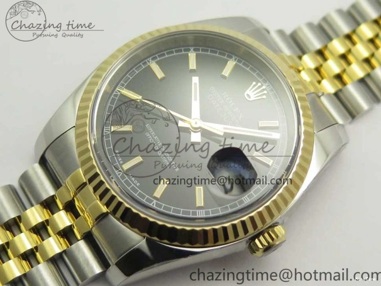 MiroTime 0801 DateJust 36 SS YG 116233 ARF 1:1 Best Edition 904L Steel Black Dial Stick Markers on Jubilee Bracelet SH3135 V EasyMatch 3261